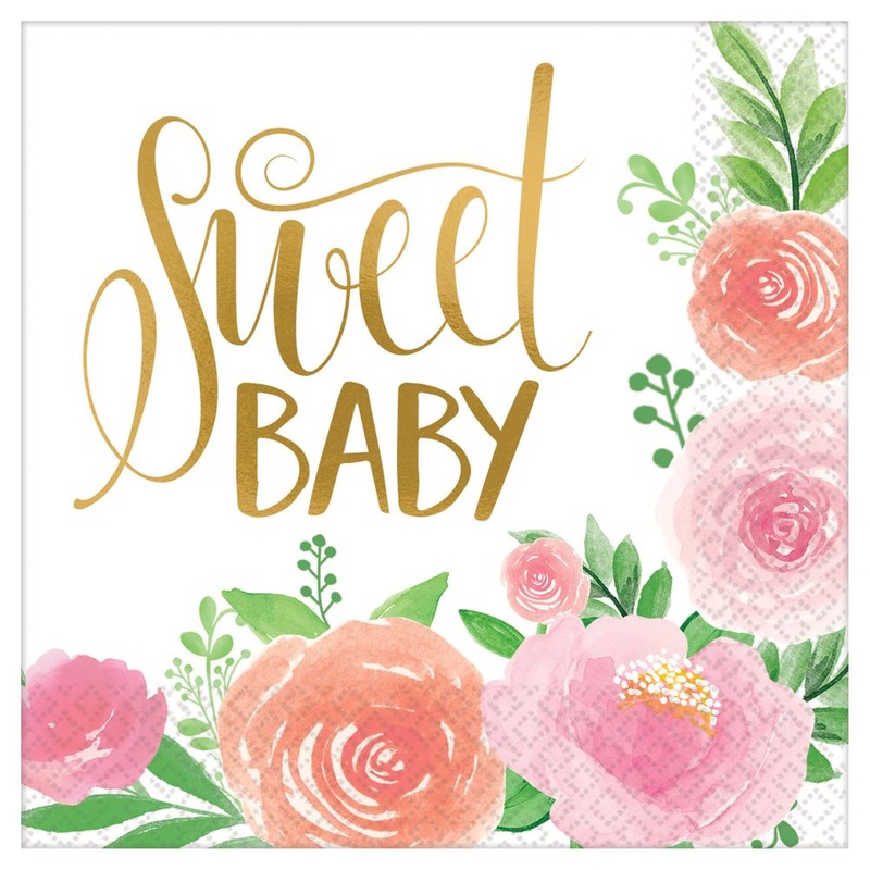 Floral Baby Luncheon Napkins, 16ct