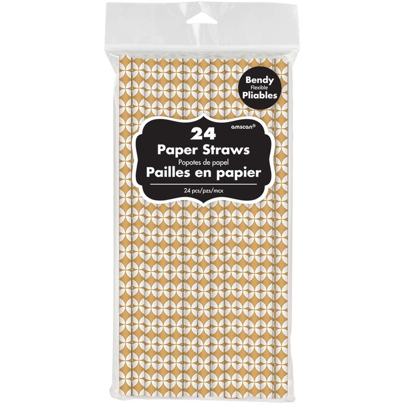 Gold Geo Diamond Paper Straws (24ct)