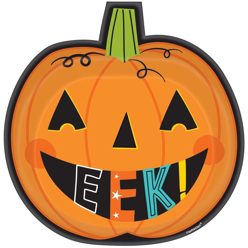 Pumpkin Shaped EEK! Paper Banquet Plates (8 ct)