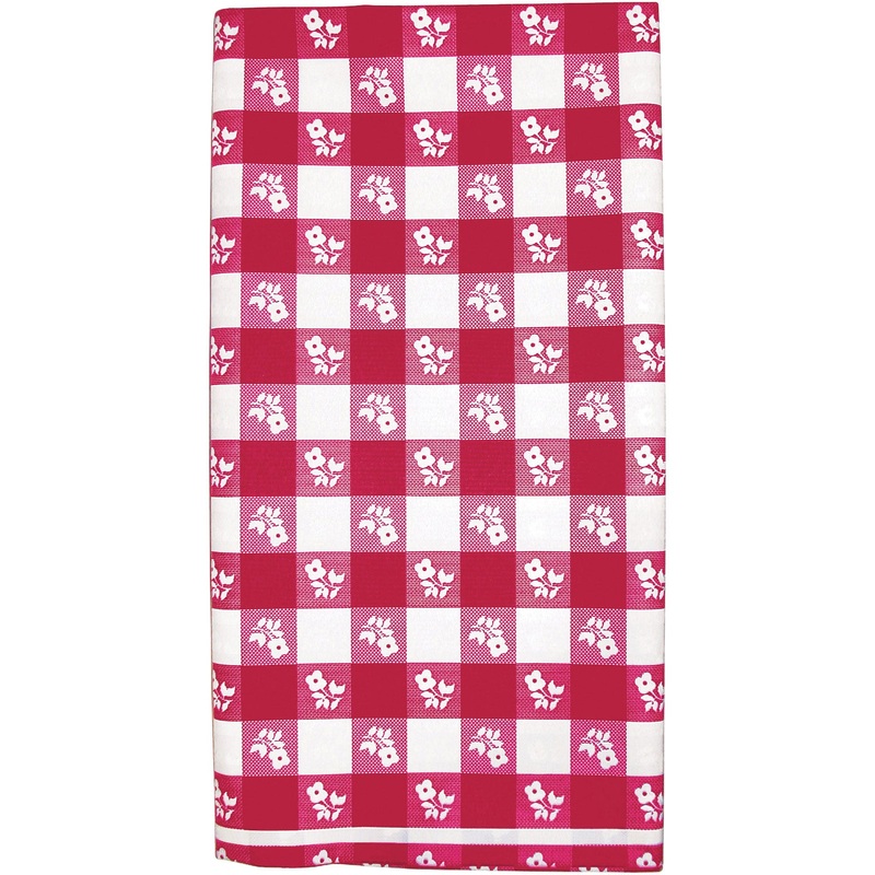 Red Gingham Plastic Tablecover