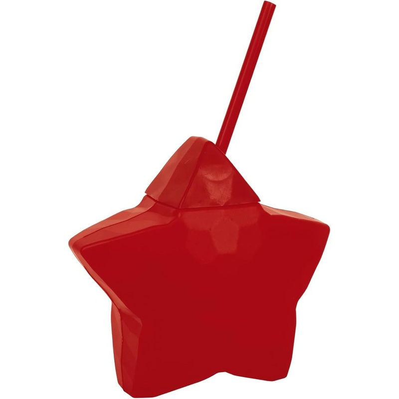 Red Star Shaped Cup w/Straw (1ct)