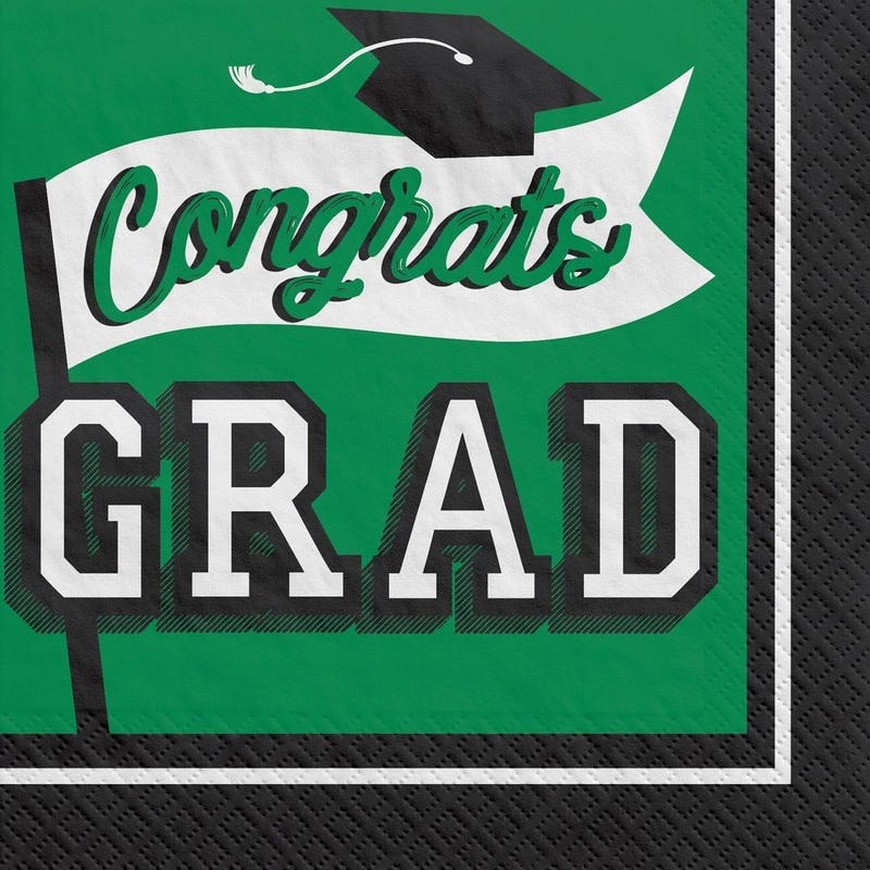 True To Your School Graduation Luncheon Napkins Green (40ct)