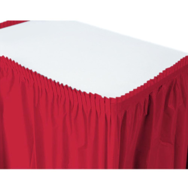 Apple Red Tableskirt Plastic 14' X 29"