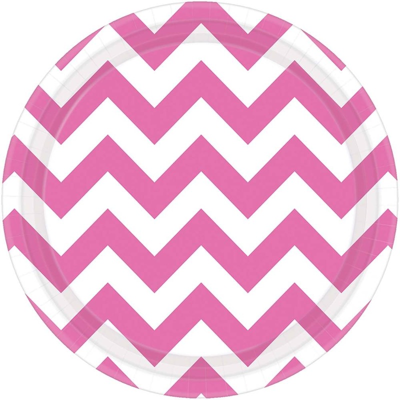 Bright Pink Chevron Dessert Plates (8ct)