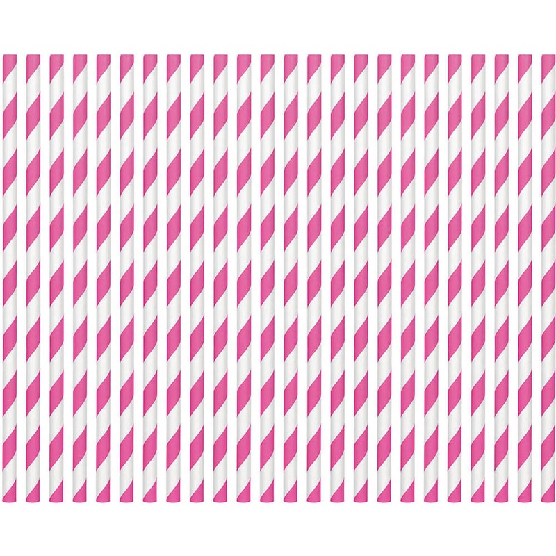 Bright Pink Paper Straws (80ct)