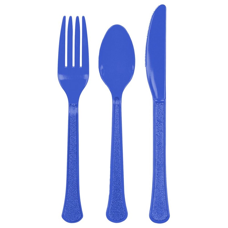 Cutlery Plastic Bright Royal Blue Assorted