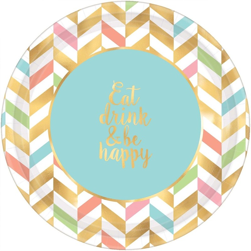 Eat, Drink & Be Happy Paper Banquet Plates (8 ct)