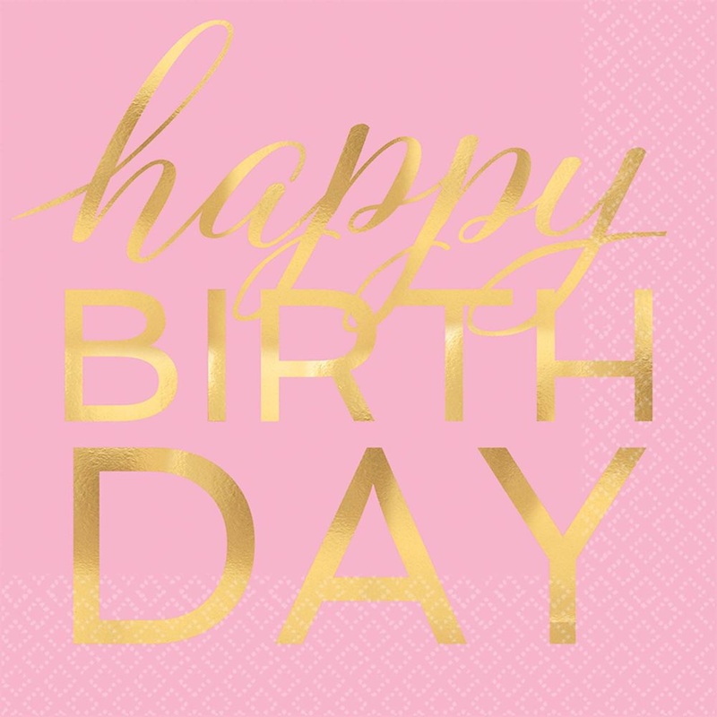 Happy Birthday Hot Stamped Luncheon Napkins (16 ct)