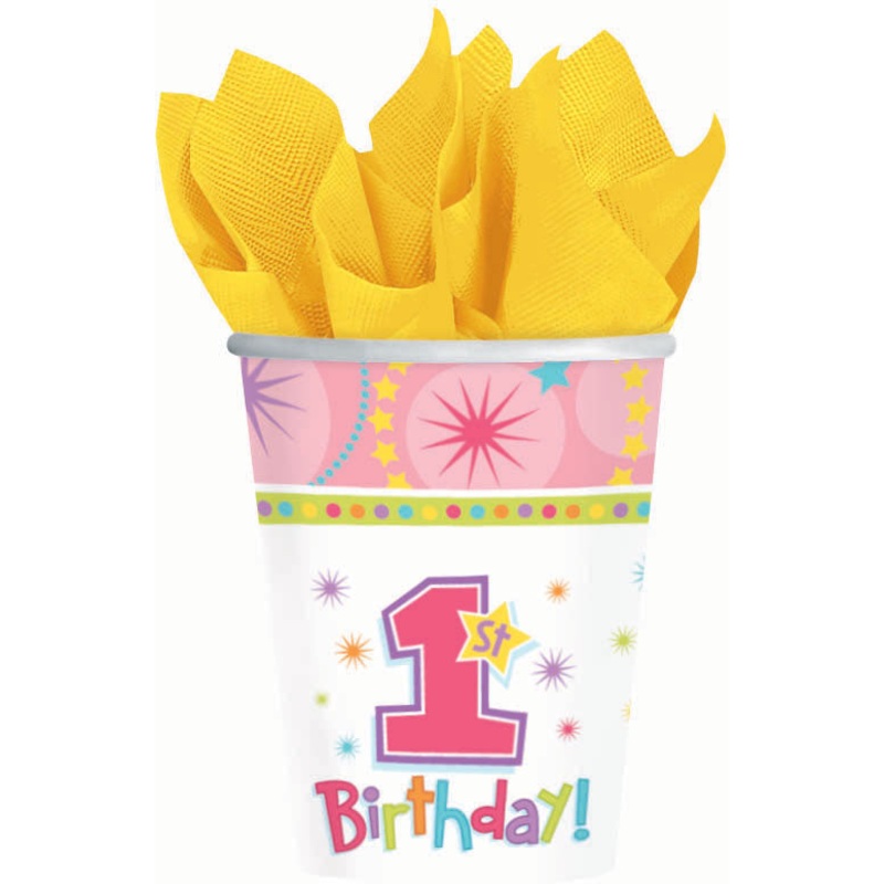One-derful Birthday Girl 9oz Paper Cups (8ct)