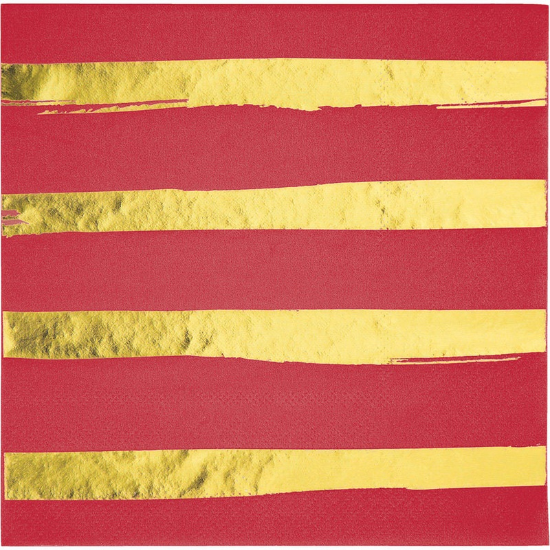 Red & Gold Foil Stamp Luncheon Napkins (16 ct)