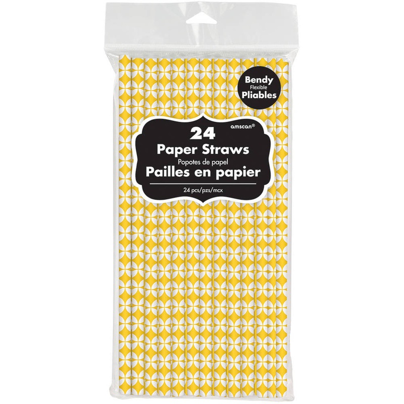 Sunshine Yellow Geo Diamond Paper Straws (24ct)