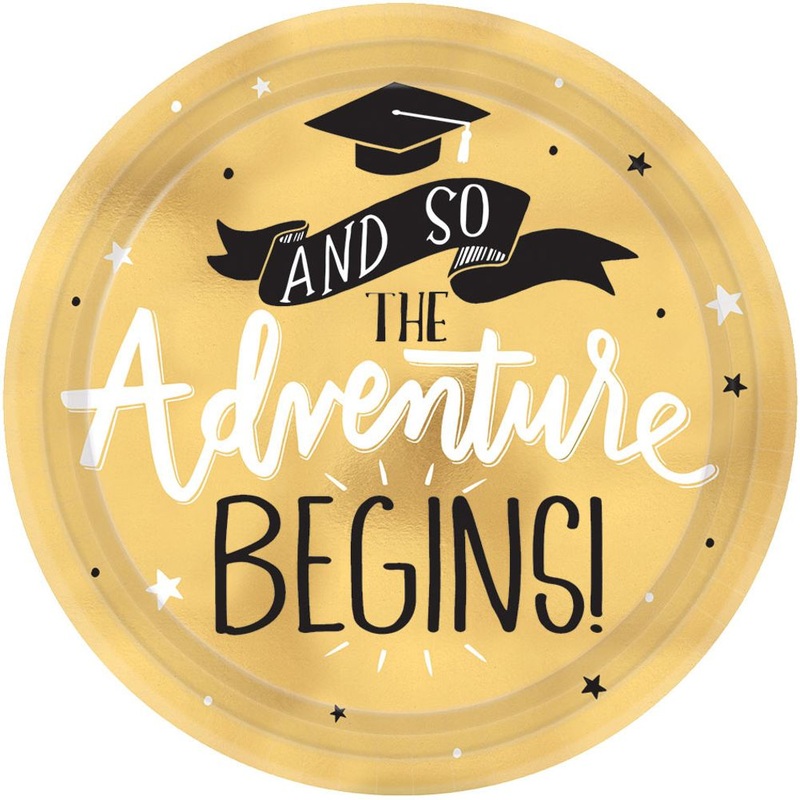 The Adventure Begins Congrats Grad Paper Dessert Plates (8 ct)