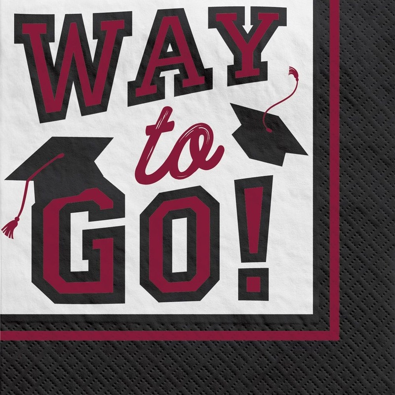 True To Your School Graduation Beverage Napkins Maroon (40ct)