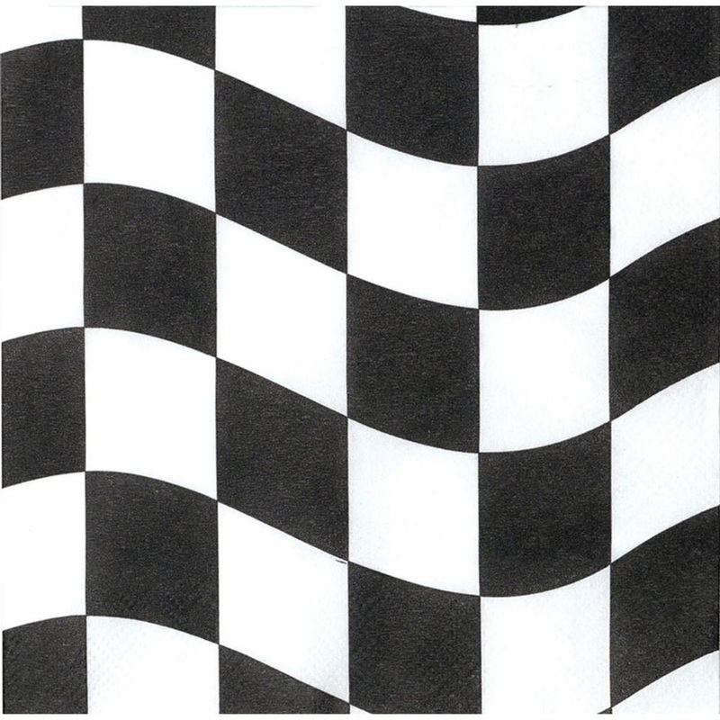 Black and White Check Beverage Napkins (18ct)