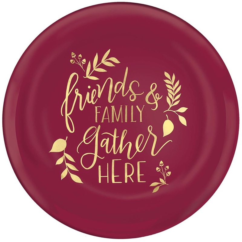 Family & Friends Gather Here Hot Stamped Plastic Dessert Plates (4 ct)
