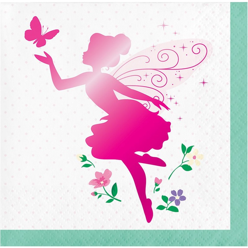 Floral Fairy Sparkle Foil Stamped Beverage Napkins (16ct)