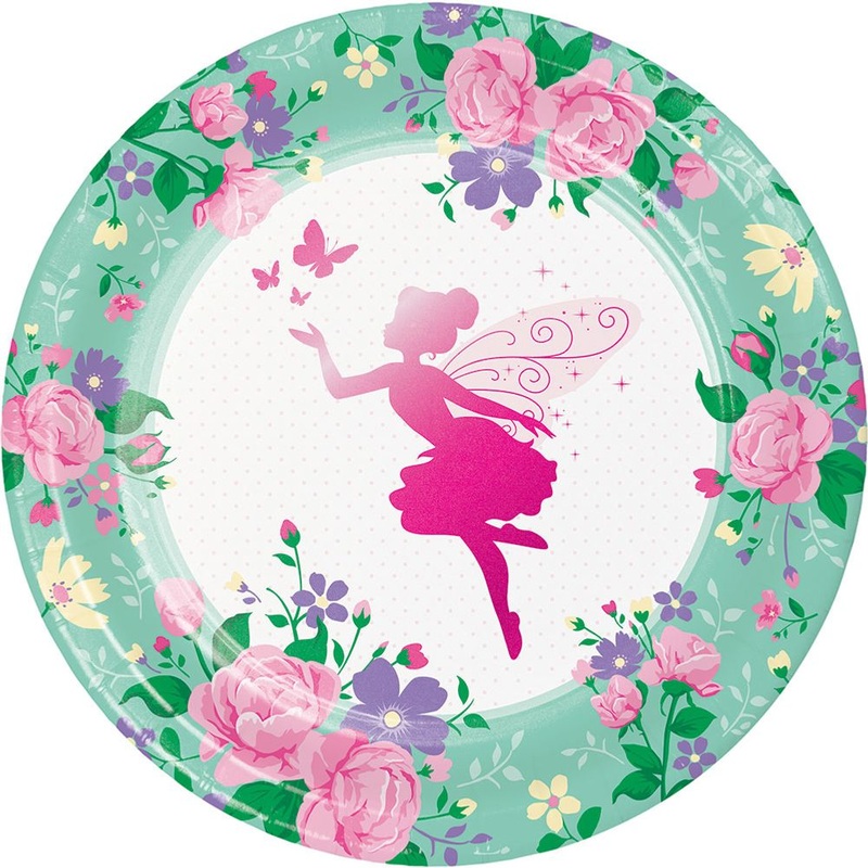 Floral Fairy Sparkle Foil Stamped Dinner Plates (8ct)