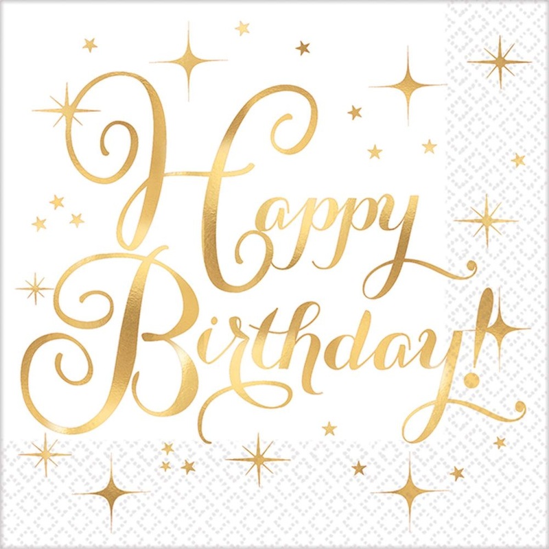 Happy Birthday Hot Stamped Beverage Napkins, 16ct
