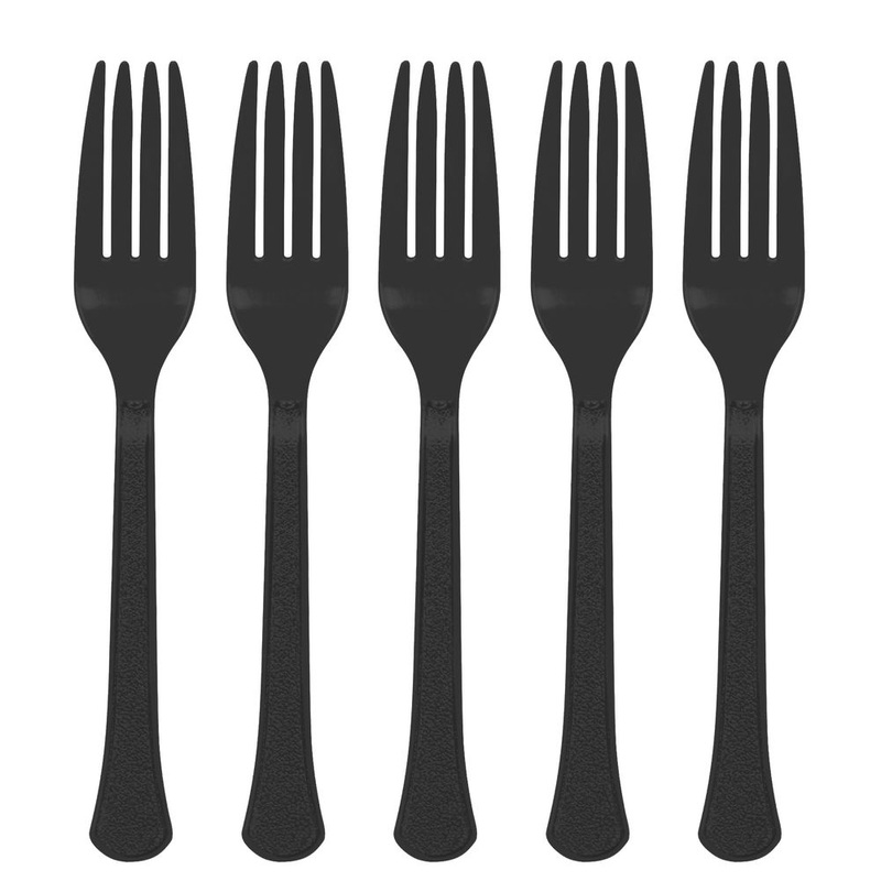 Jet Black Plastic Fork 20 ct