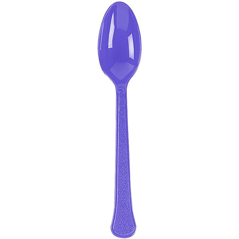 New Purple Big Party Pack Box Mid Weight Plastic Spoon 100 ct