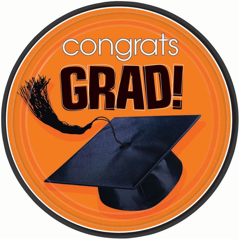 Orange Congrats Grad Dinner Plates (18ct)