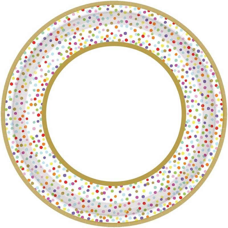 Rainbow Confetti Paper Banquet Plates, 18ct