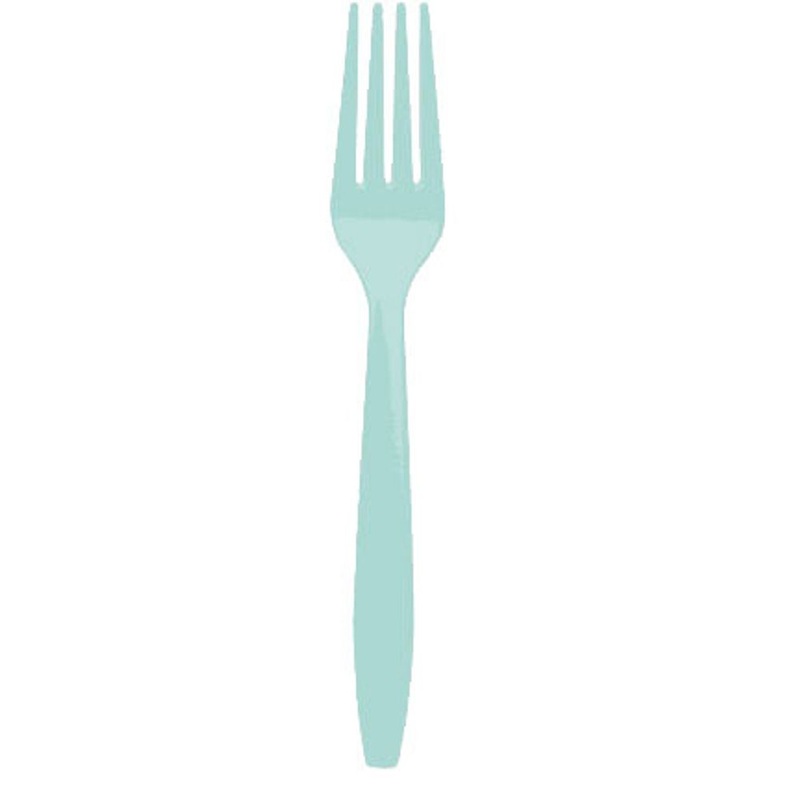 Robins Egg Blue Big Party Pack Box Mid Weight Plastic Fork 100 ct