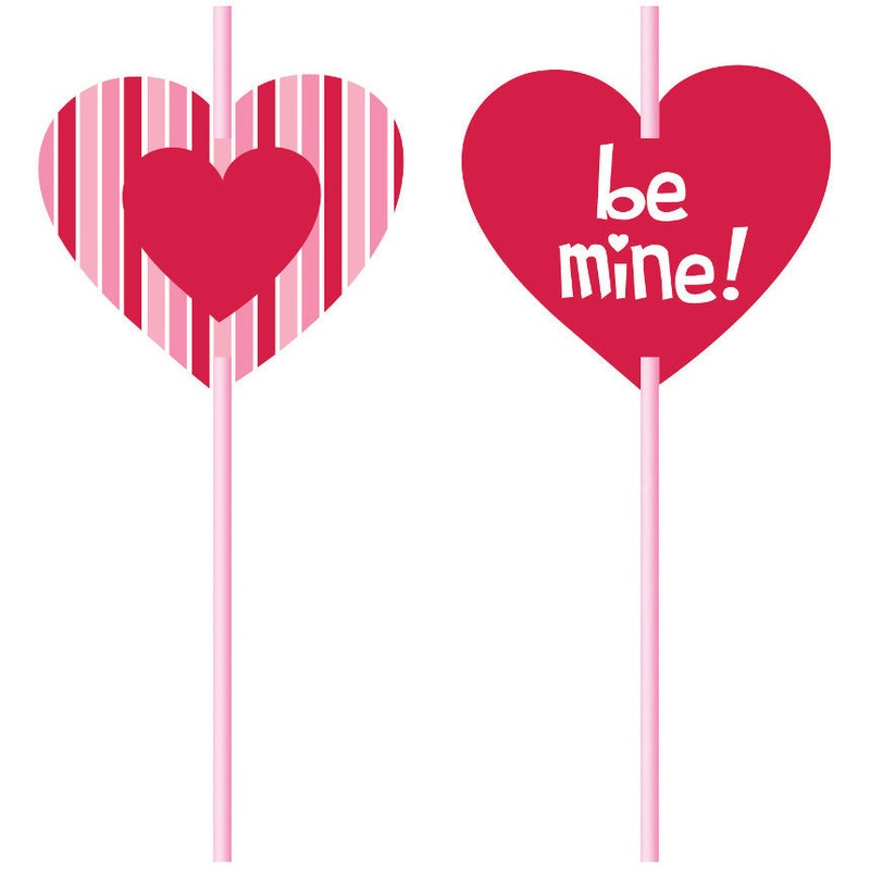 Straws w/ Attachments, Hearts