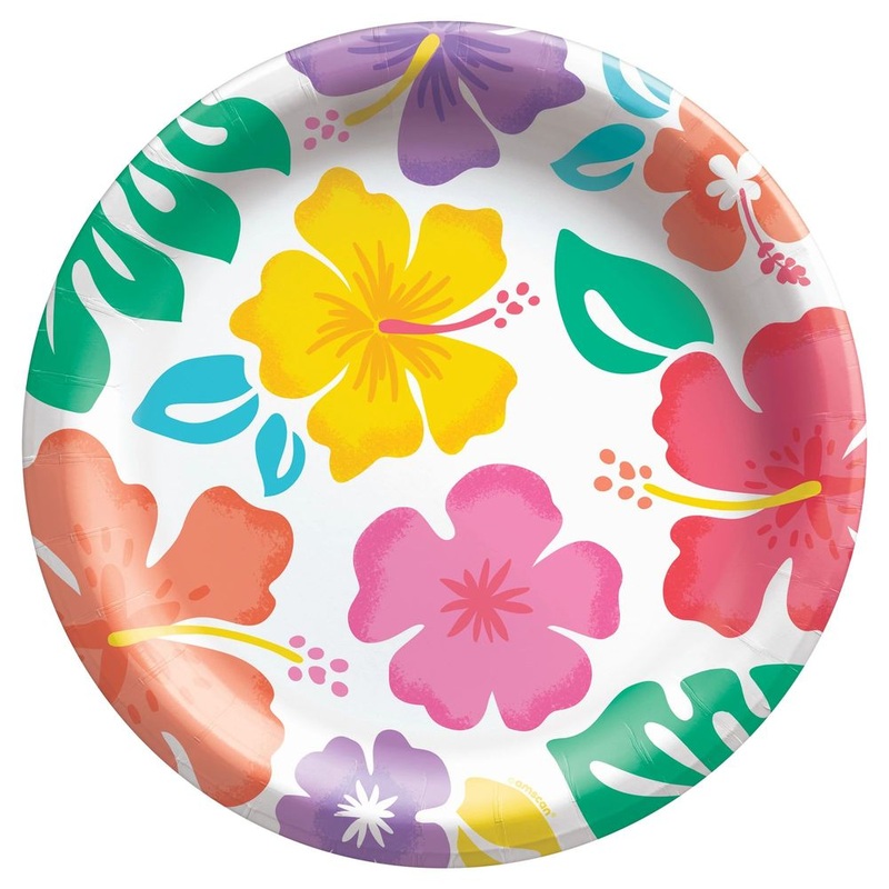 Summer Hibiscus Dinner Plates, 50ct