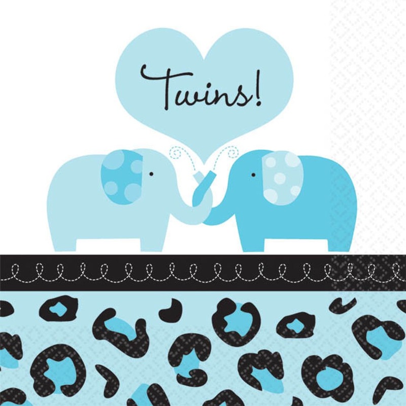 Sweet Safari Boy Twins Beverage Napkins (36ct)