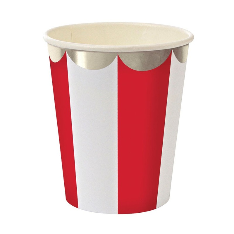 Toot Sweet Red Stripe 9oz Paper Cups (8ct)