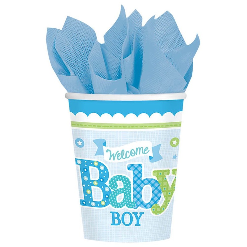 Welcome Little One Boy 9oz Cups (8ct)