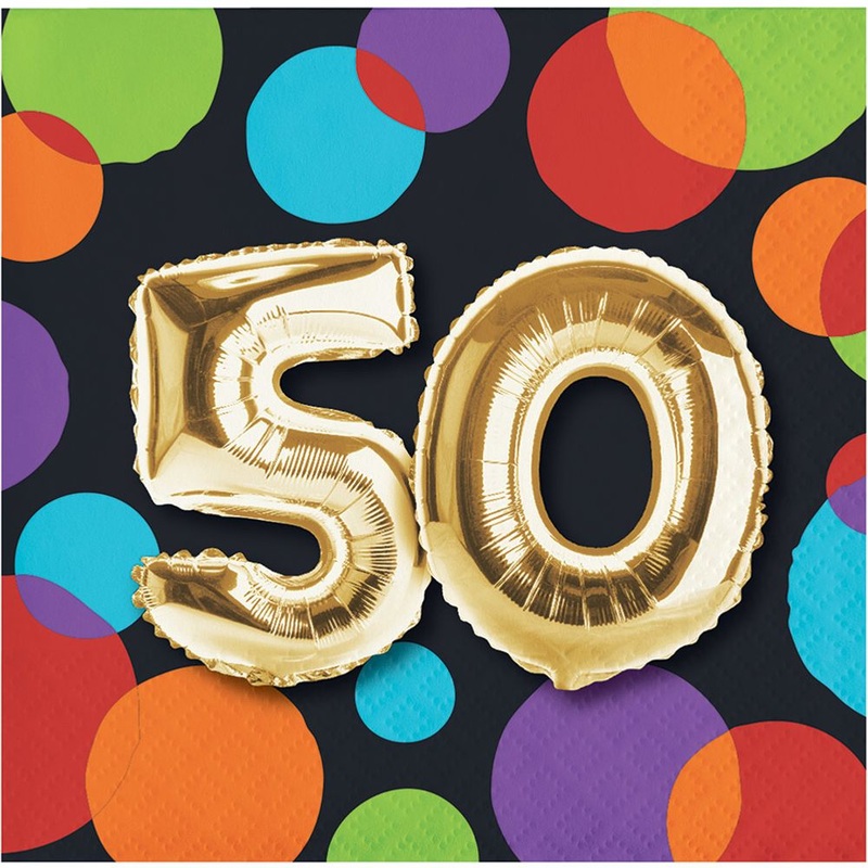 Balloon Birthday 50 Beverage Napkins (16 ct)