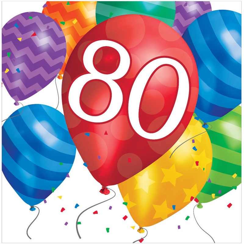 Balloon Blast 80th Birthday Luncheon Napkins (16ct)