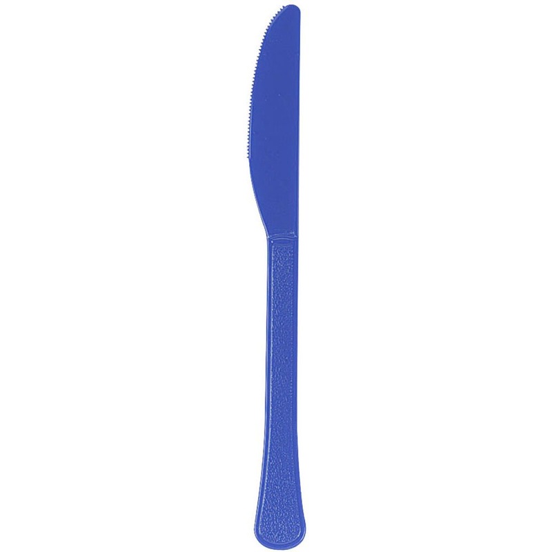Bright Royal Blue Big Party Pack Box Mid Weight Plastic Knife 100 ct