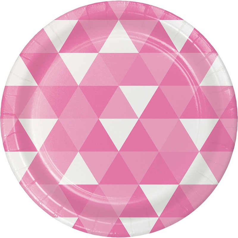 Candy Pink Fractal Dessert Plates (8ct)