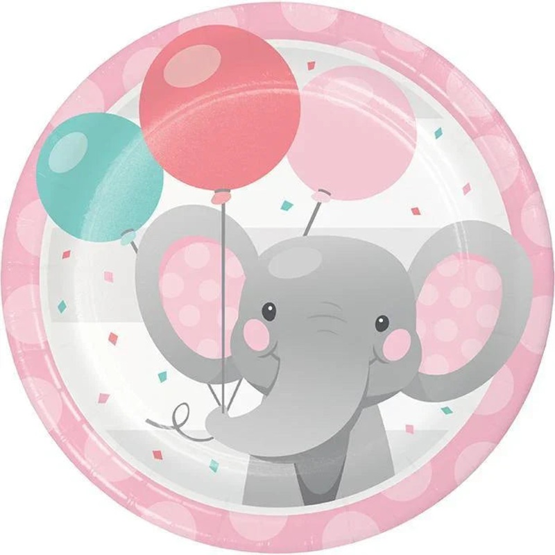Enchanted Elephant Pink Plate 9"
