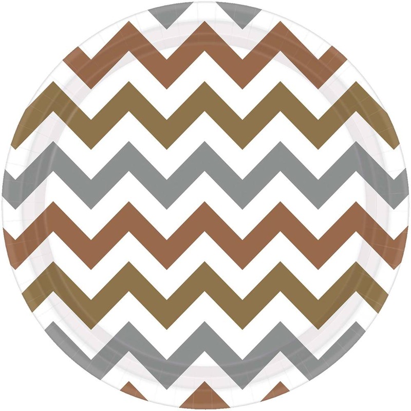 Mixed Metallic Chevron Dinner Plates (8ct)