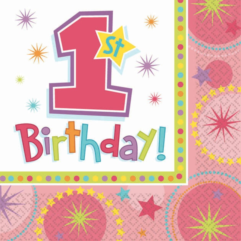 One-derful Birthday Girl Beverage Napkins (16ct)