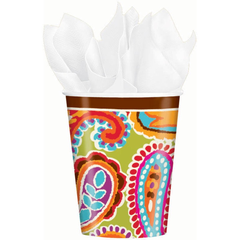 Paisley Brights 9oz Paper Cups (8ct)