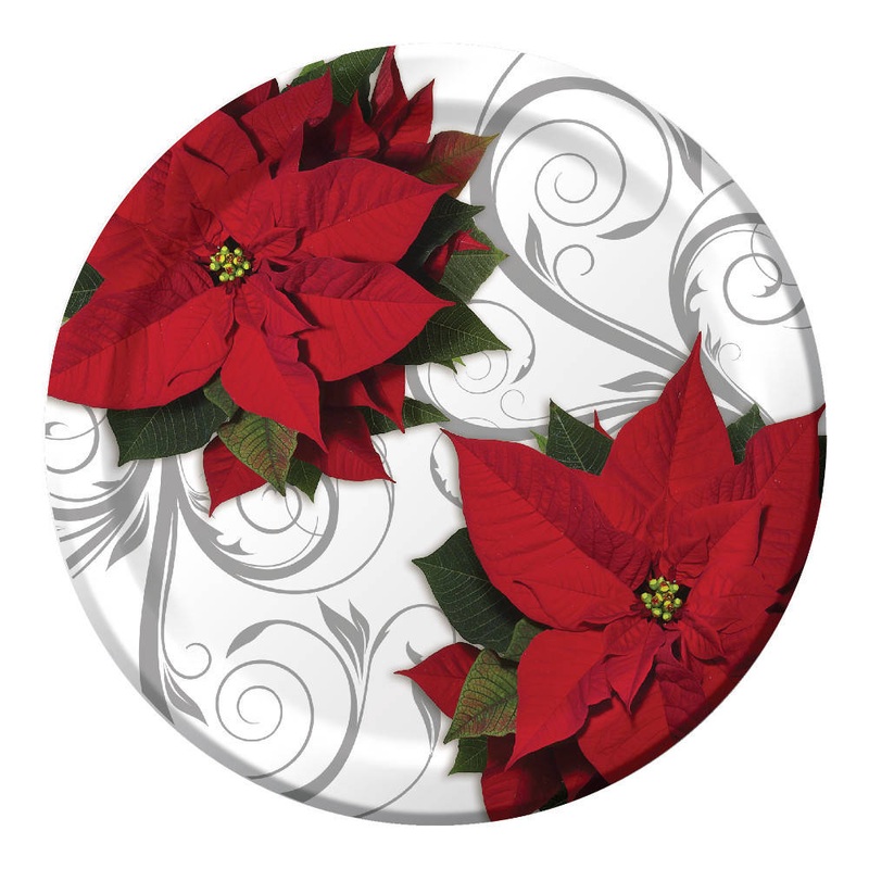 Poinsettia Swirls Dessert Plates (8ct)
