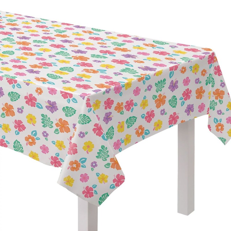 Summer Hibiscus Flannel-Backed Vinyl Tablecover