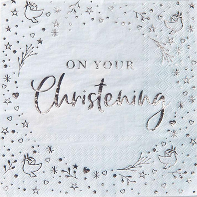 Christening Napkins - Blue (PK16)