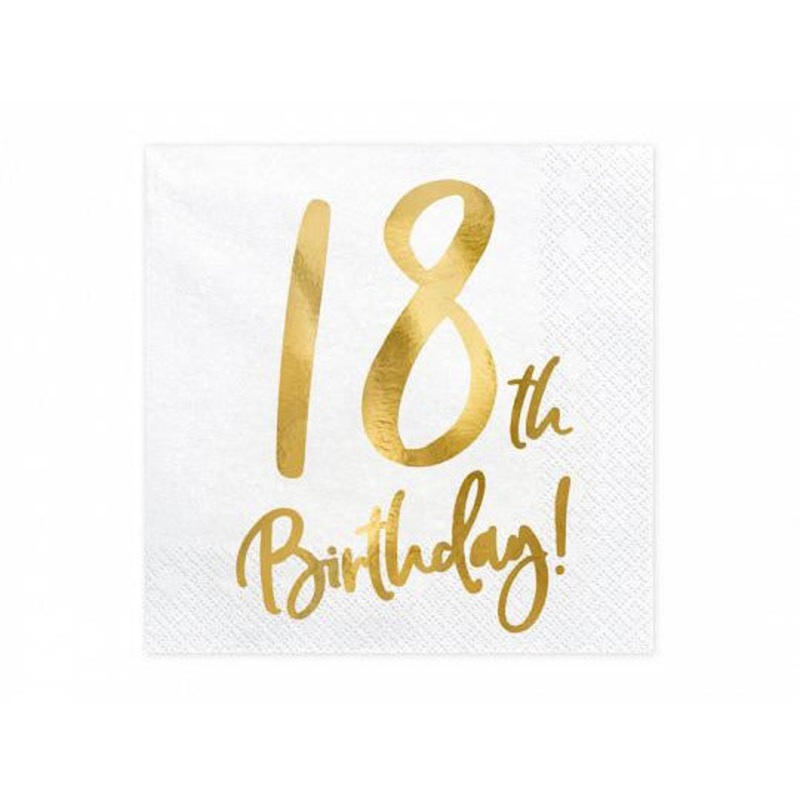 Gold 18th Birthday Party Napkins (Pk20)