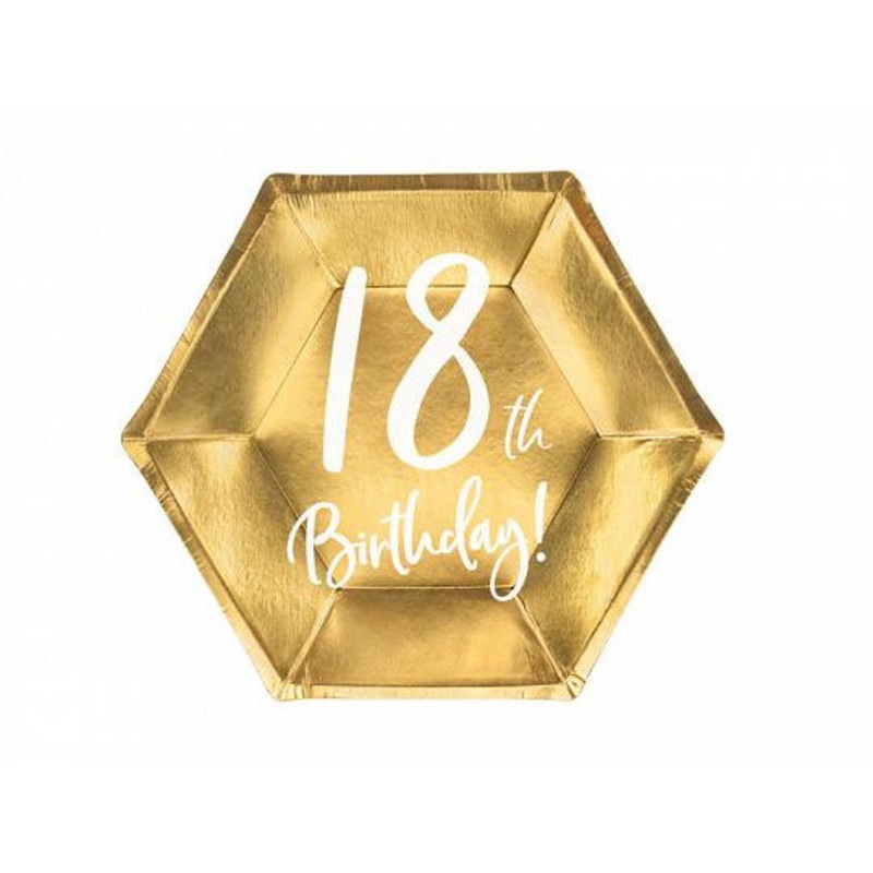 Gold 18th Birthday Plates (Pk6)