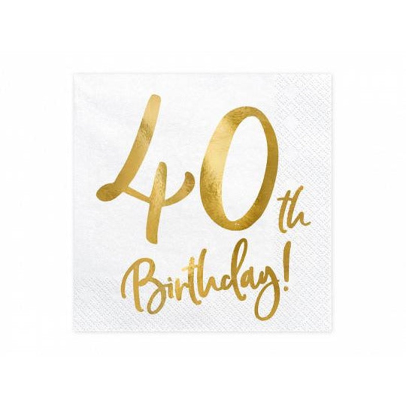 Gold 40th Birthday Party Napkins (Pk20)