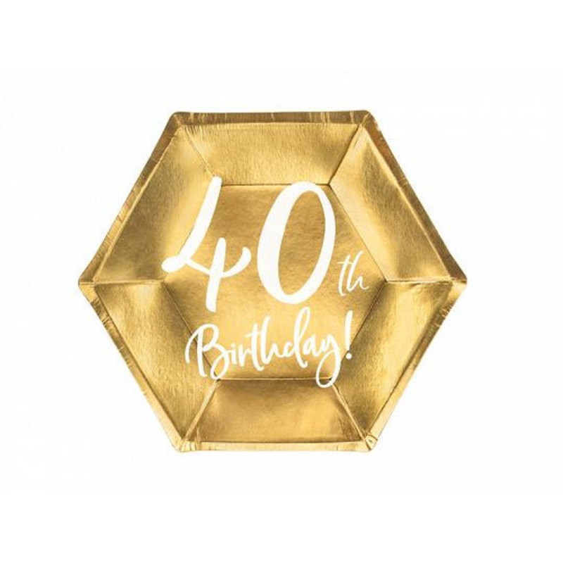 Gold 40th Birthday Plates (Pk6)
