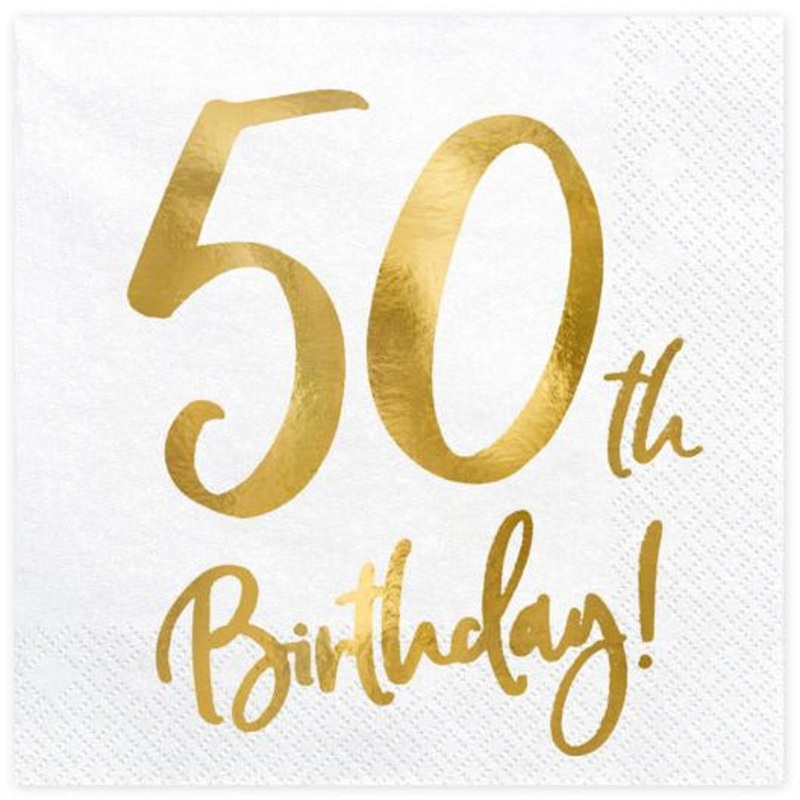 Gold 50th Birthday Party Napkins (Pk20)