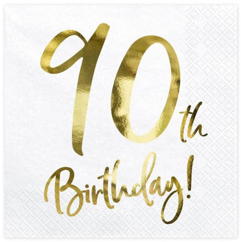 Gold 90th Birthday Party Napkins (Pk20)