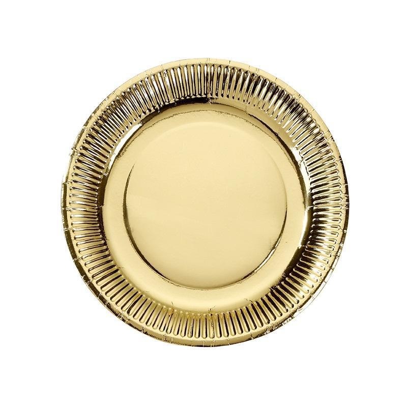 Gold Metallic Paper Plates Pk 8